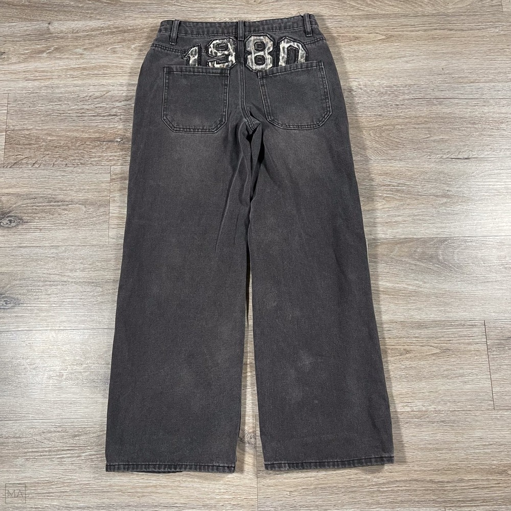 Edikted Women's Jeans Baggy Wide Leg Denim Relaxed Casual 1980 S Dark‎ Gray - Picture 8 of 9